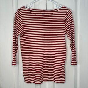 Brandy Melville Red & White Striped Long Sleeve Tee boatneck nautical summer S